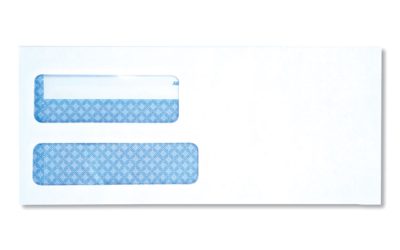 Double Window Business Envelope, #9, Square Flap, Self-Adhesive Closure, 3.88 x 8.88, White, 500/Box