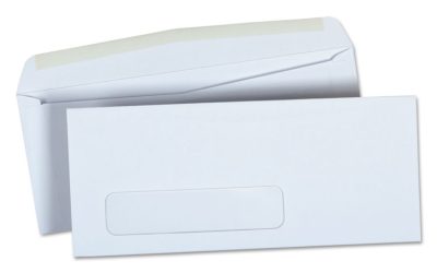 Open-Side Business Envelope, 1 Window, #9, Square Flap, Gummed Closure, 3.88 x 8.88, White, 500/Box