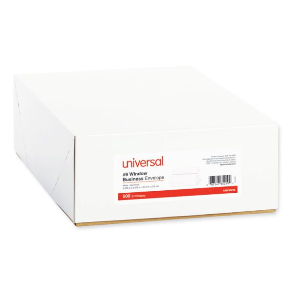 Open-Side Business Envelope, 1 Window, #9, Square Flap, Gummed Closure, 3.88 x 8.88, White, 500/Box - Image 2