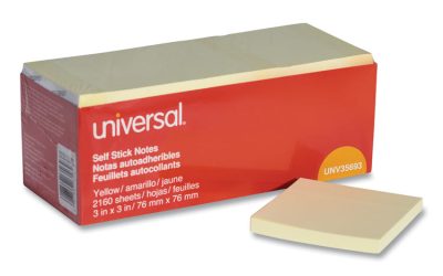 Self-Stick Note Pad Cabinet Pack, 3″ x 3″, Yellow, 90 Sheets/Pad, 24 Pads/Pack