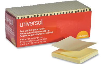 Fan-Folded Self-Stick Pop-Up Note Pads Cabinet Pack, 3″ x 3″, Yellow, 90 Sheets/Pad, 24 Pads/Pack