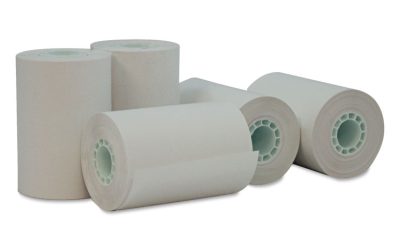 Direct Thermal Print Paper Rolls, 0.5″ Core, 2.25″ X 55 Ft, White, 50/carton