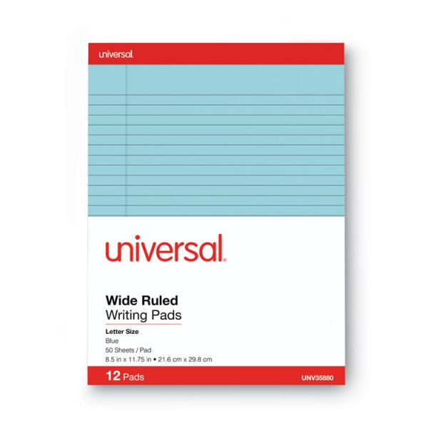 Colored Perforated Ruled Writing Pads, Wide/legal Rule, 50 Blue 8.5 X 11 Sheets, Dozen - Image 3