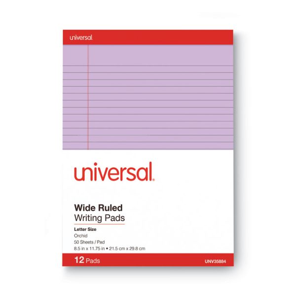 Colored Perforated Ruled Writing Pads, Wide/legal Rule, 50 Orchid 8.5 X 11 Sheets, Dozen - Image 3