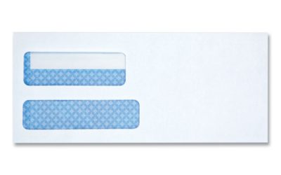 Double Window Business Envelope, #10, Square Flap, Gummed Closure, 4.13 x 9.5, White, 500/Box