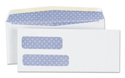 Double Window Business Envelope, #9, Commercial Flap, Gummed Closure, 3.88 x 8.88, White, 500/Box