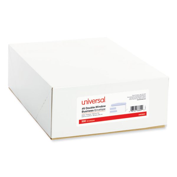 Double Window Business Envelope, #9, Commercial Flap, Gummed Closure, 3.88 x 8.88, White, 500/Box - Image 2