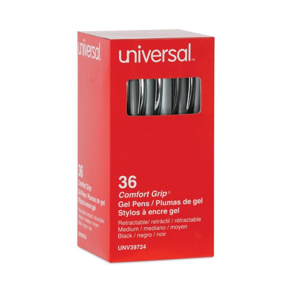 Comfort Grip Gel Pen, Retractable, Medium 0.7 mm, Black Ink, Gray/Black/Silver Barrel, 36/Pack - Image 2