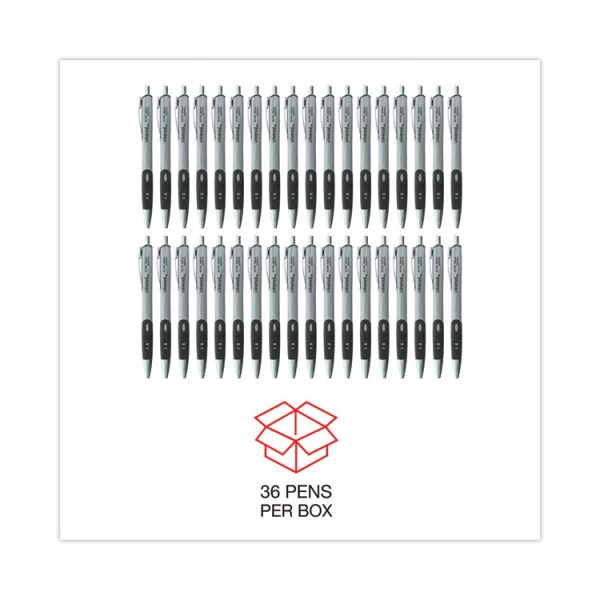 Comfort Grip Gel Pen, Retractable, Medium 0.7 mm, Black Ink, Gray/Black/Silver Barrel, 36/Pack - Image 5