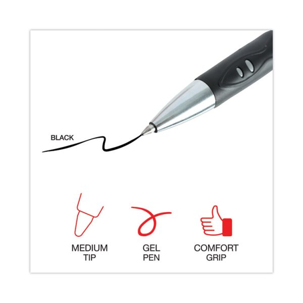 Comfort Grip Gel Pen, Retractable, Medium 0.7 mm, Black Ink, Gray/Black/Silver Barrel, 36/Pack - Image 6