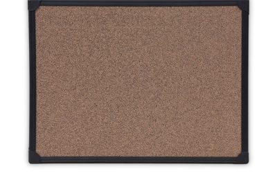 Tech Cork Board, 24 x 18, Brown Surface, Black Aluminum Frame