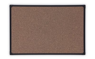 Tech Cork Board, 36 x 24, Brown Surface, Black Plastic Frame
