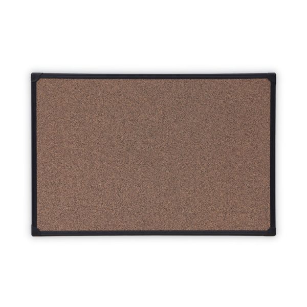 Tech Cork Board, 36 x 24, Brown Surface, Black Plastic Frame