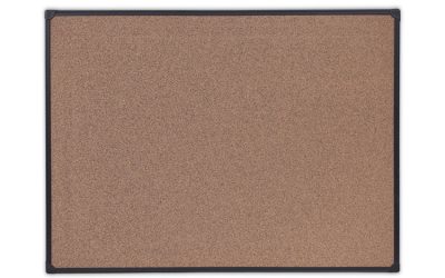 Tech Cork Board, 48 x 36, Brown Surface, Black Aluminum Frame