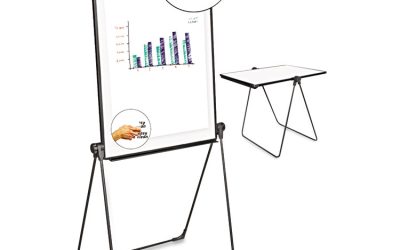 Foldable Double-Sided Dry Erase Easel, Two Configurations, 29 x 41, White Surface, Black Plastic Frame