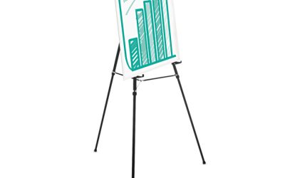 Heavy-Duty Adjustable Presentation Easel, 69″ Maximum Height, Metal, Black