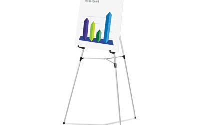 Heavy-Duty Adjustable Presentation Easel, 69″ Maximum Height, Metal, Silver