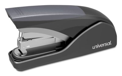 Deluxe Power Assist Flat-Clinch Full Strip Stapler, 25-Sheet Capacity, Black/gray