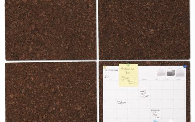 Cork Tile Panels, 12 x 12, Dark Brown Surface, 4/Pack