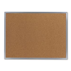 Cork Bulletin Board, 24 x 18, Tan Surface, Aluminum Frame