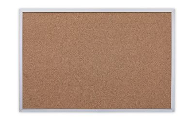 Cork Bulletin Board, 36 x 24, Tan Surface, Aluminum Frame