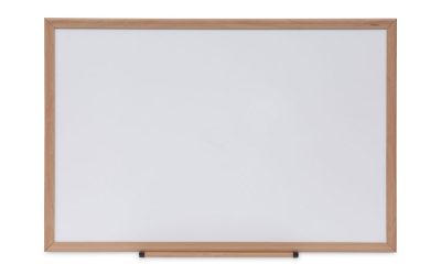 Deluxe Melamine Dry Erase Board, 36 x 24, Melamine White Surface, Oak Fiberboard Frame