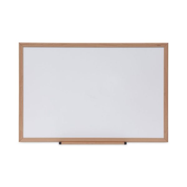 Deluxe Melamine Dry Erase Board, 36 x 24, Melamine White Surface, Oak Fiberboard Frame