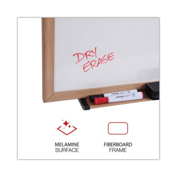 Deluxe Melamine Dry Erase Board, 36 x 24, Melamine White Surface, Oak Fiberboard Frame - Image 2