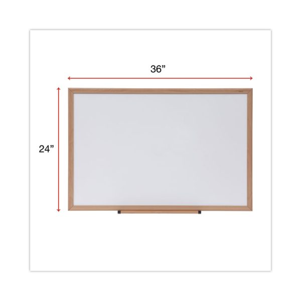 Deluxe Melamine Dry Erase Board, 36 x 24, Melamine White Surface, Oak Fiberboard Frame - Image 3