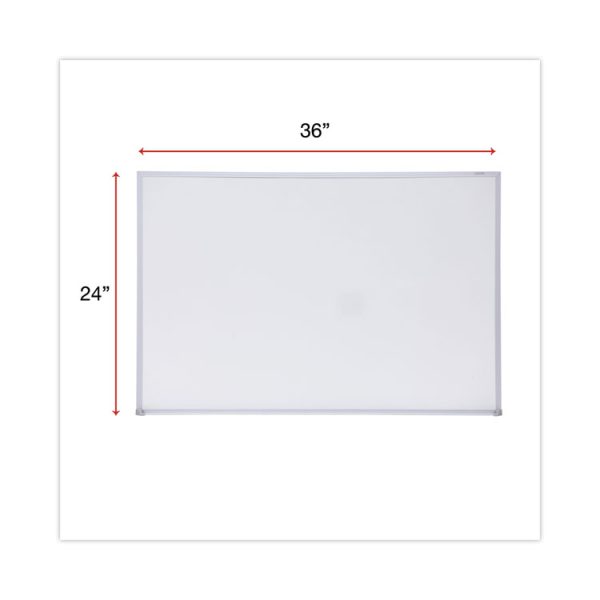 Melamine Dry Erase Board with Aluminum Frame, 36 x 24, White Surface, Anodized Aluminum Frame - Image 3