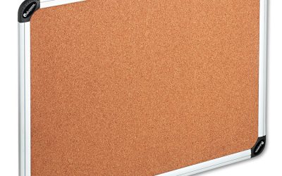 Cork Board with Aluminum Frame, 48 x 36, Tan Surface, Silver Frame