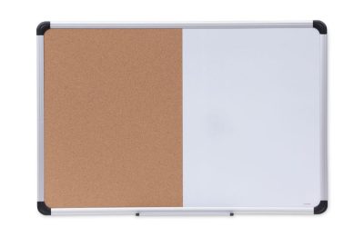 Cork/Dry Erase Board, Melamine, 36 x 24, Tan/White Surface, Gray/Black Aluminum/Plastic Frame