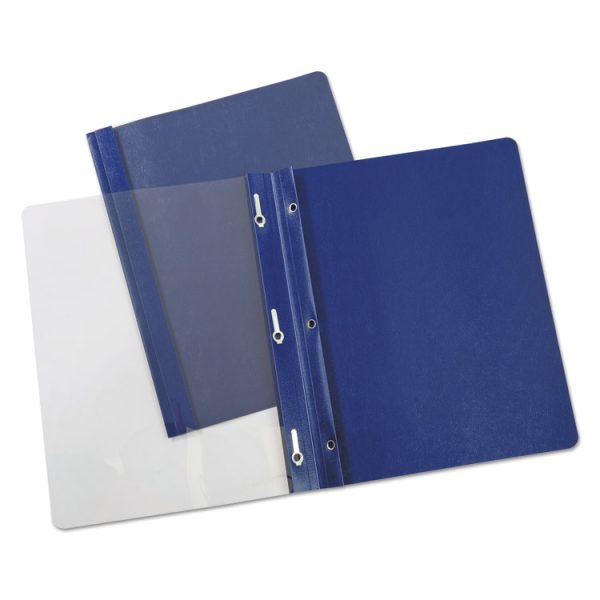 Clear Front Report Covers with Fasteners, Three-Prong Fastener, 0.5" Capacity,  8.5 x 11, Clear/Dark Blue, 25/Box - Image 6