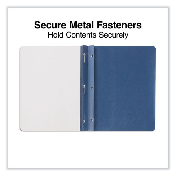 Clear Front Report Covers with Fasteners, Three-Prong Fastener, 0.5" Capacity,  8.5 x 11, Clear/Dark Blue, 25/Box - Image 4