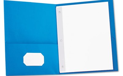Two-Pocket Portfolios With Tang Fasteners, 0.5″ Capacity, 11 X 8.5, Light Blue, 25/box