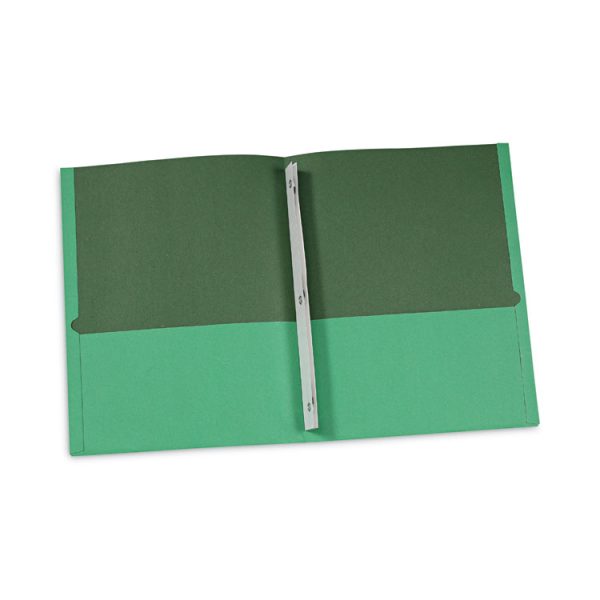 Two-Pocket Portfolios With Tang Fasteners, 0.5" Capacity, 11 X 8.5, Green, 25/box - Image 3