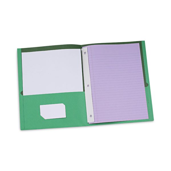 Two-Pocket Portfolios With Tang Fasteners, 0.5" Capacity, 11 X 8.5, Green, 25/box - Image 4