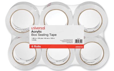 Deluxe General-Purpose Acrylic Box Sealing Tape, 1.7 mil, 3″ Core, 1.88″ x 109 yds, Clear, 6/Pack