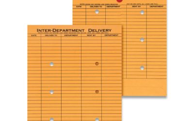 Light Brown Kraft String/Button Interoffice Envelope, #97, Two-Sided Five-Column Format, 10 x 13, Light Brown Kraft, 100/Box