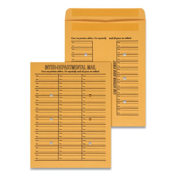 Deluxe Interoffice Press And Seal Envelopes, #97, Two-Sided Three-Column Format, 10 X 13, Brown Kraft, 100/box