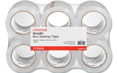 Deluxe General-Purpose Acrylic Box Sealing Tape, 3″ Core, 1.88″ x 109 yds, Clear, 12/Pack