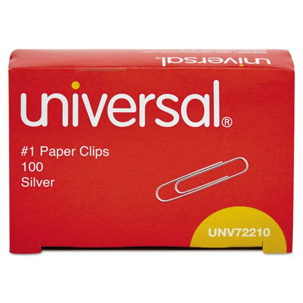 Paper Clips, #1, Smooth, Silver, 100 Clips/Box, 10 Boxes/Pack, 12 Packs/Carton - Image 2