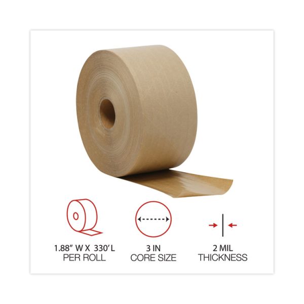 Glass-Fiber Reinforced Gummed Kraft Sealing Tape, 3" Core, 3" X 375 Ft, Brown, 8/carton - Image 4