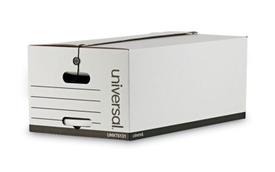 Deluxe Quick Set-Up String-And-Button Boxes, Legal Files, White, 12/carton