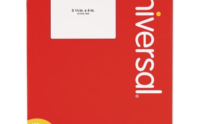 White Labels, Inkjet/laser Printers, 3.33 X 4, White, 6/sheet, 100 Sheets/box