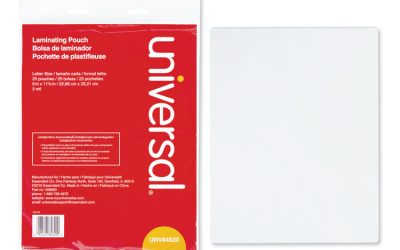 Laminating Pouches, 3 Mil, 9″ X 11.5″, Gloss Clear, 25/pack
