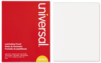 Laminating Pouches, 3 Mil, 9″ X 11.5″, Gloss Clear, 100/box