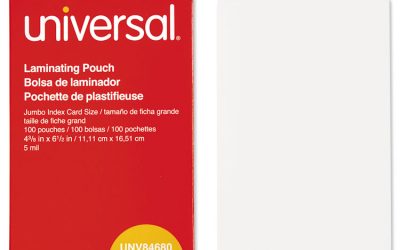 Laminating Pouches, 5 Mil, 6.5″ X 4.38″, Gloss Clear, 100/box