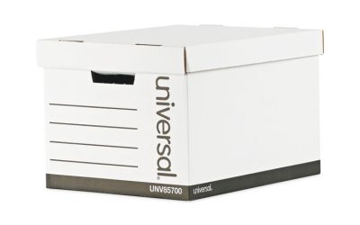 Medium-Duty Lift-Off Lid Boxes, Letter/legal Files, 12″ X 15″ X 10″, White, 12/carton