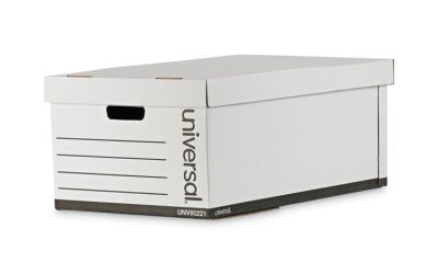 Medium-Duty Easy Assembly Storage Box, Legal Files, White, 12/carton